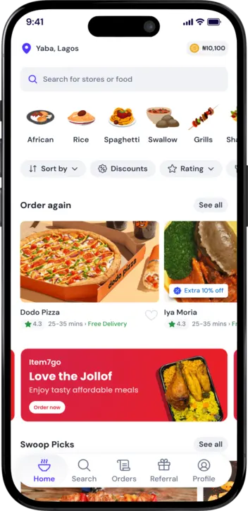 Swoop app mockup